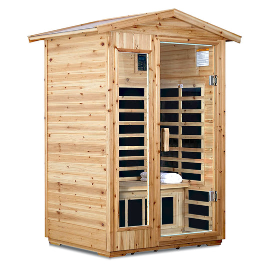 2 Person Far Infrared Old Fir Outdoor Sauna Room - Natural Daily Nest