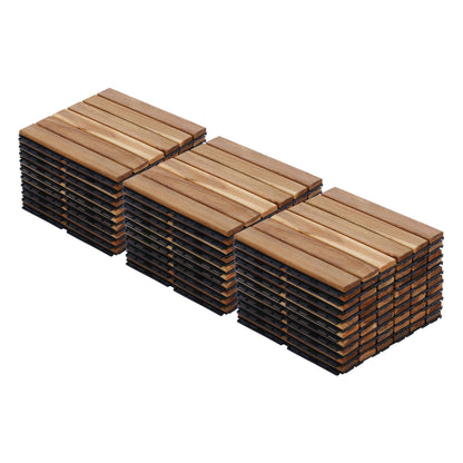 Interlocking Deck Tiles Striped Pattern, Waterproof Anti Mildew Brown Daily Nest