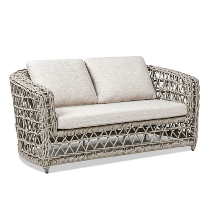 Everly - Frame Barrel Deep Seating Patio Loveseat Sofa Axroma Olefin - Oat Beige Jennifer Taylor Home