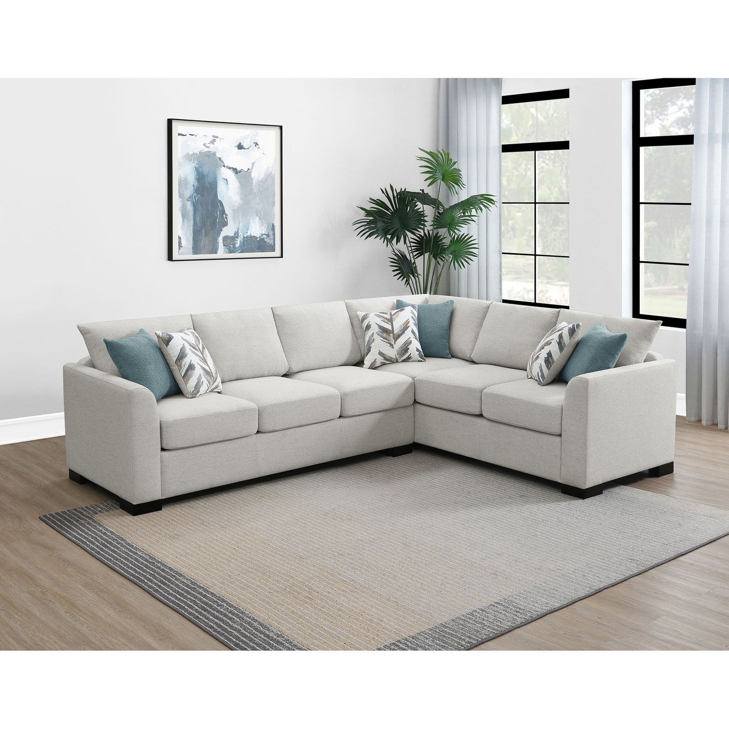 Radison - Upholstered Sectional Sofa With Hidden Sleeper - Greige Furniture Max
