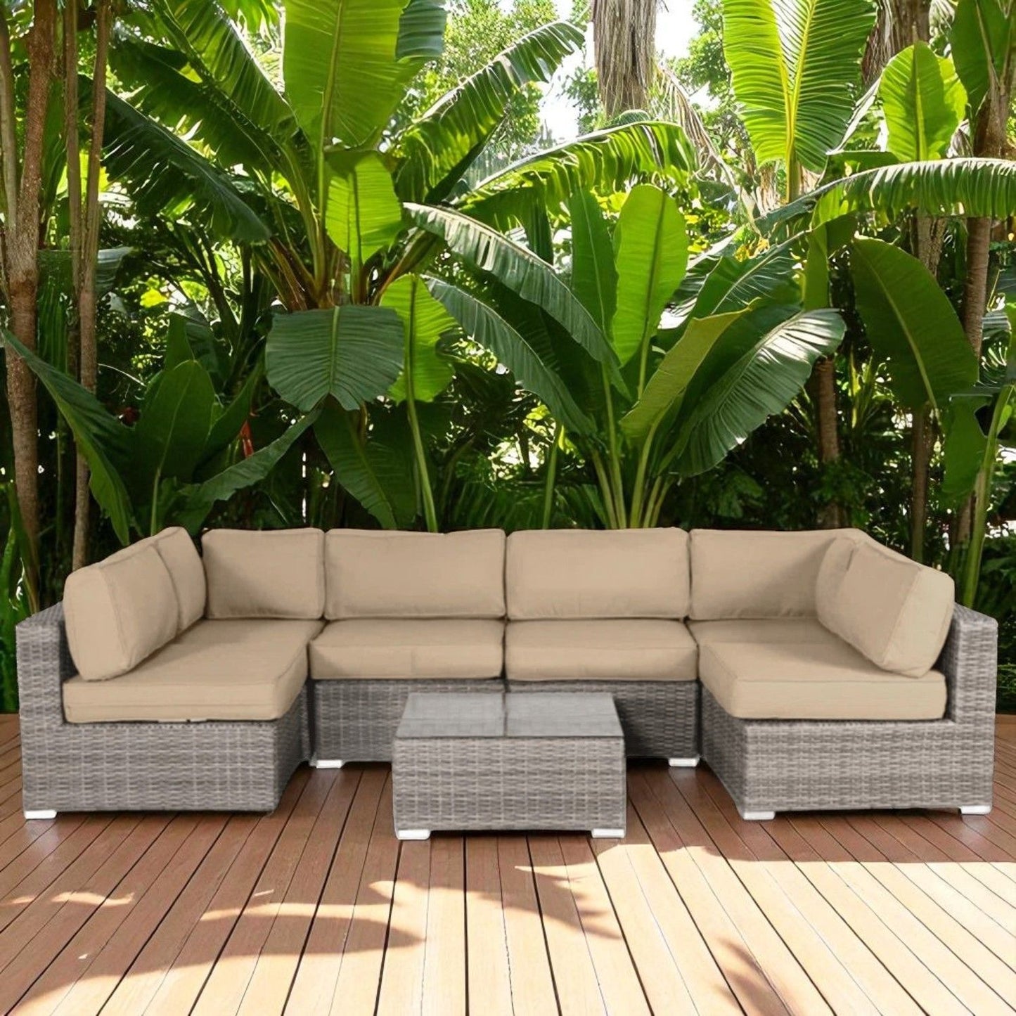 Seating Set With Cushions Handcrafted Wicker Design LSI Patio Furniture