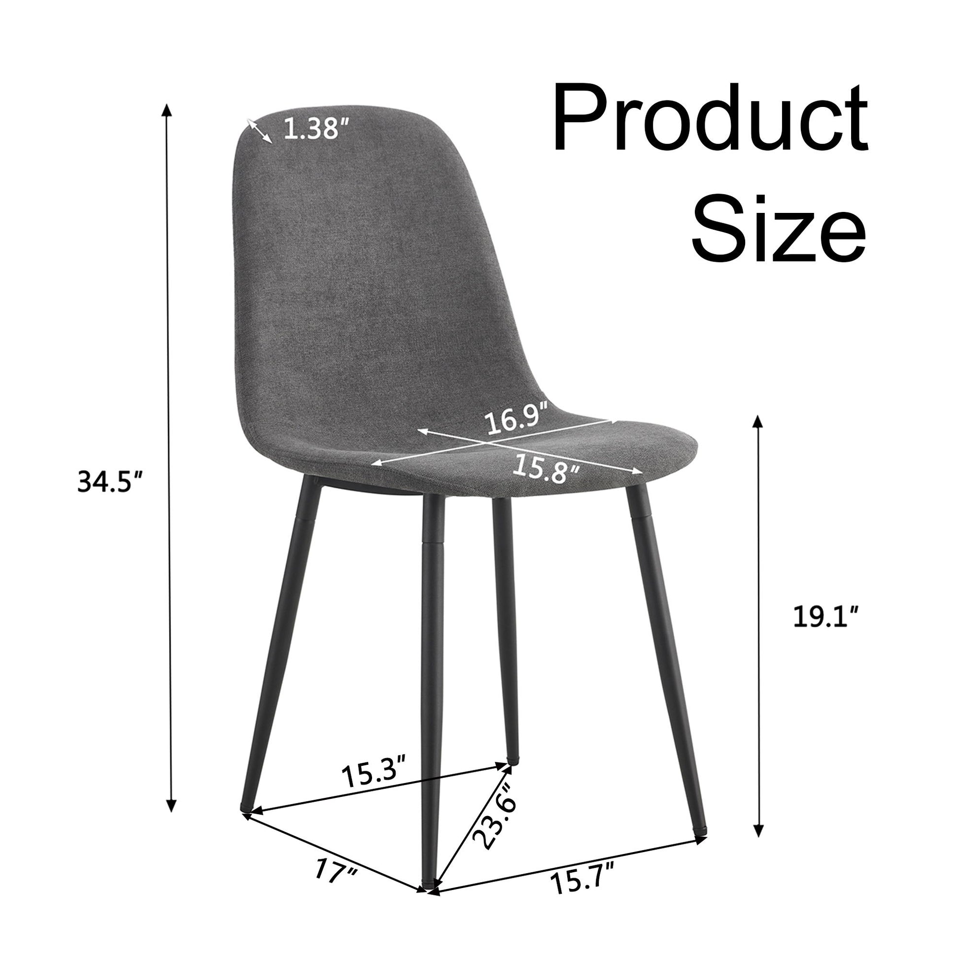Modern Medieval Style Cushioned Side Chairs Set With Black Metal Legs For Kitchens Home Essentials