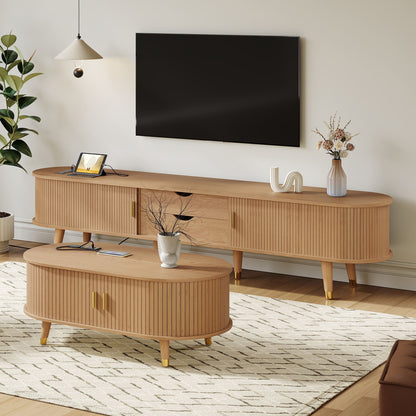 TV Stand & Coffee Table Set With Charging Station Hearth and Haven