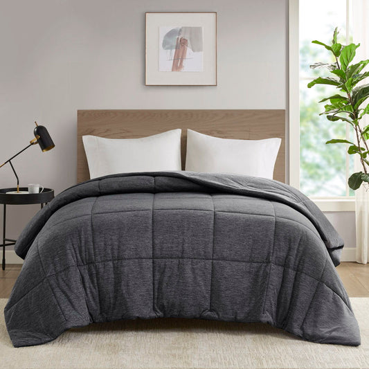 Comfort Cool Jersey Knit - Oversized Down Alternative Queen Comforter - Black Urban Habitat