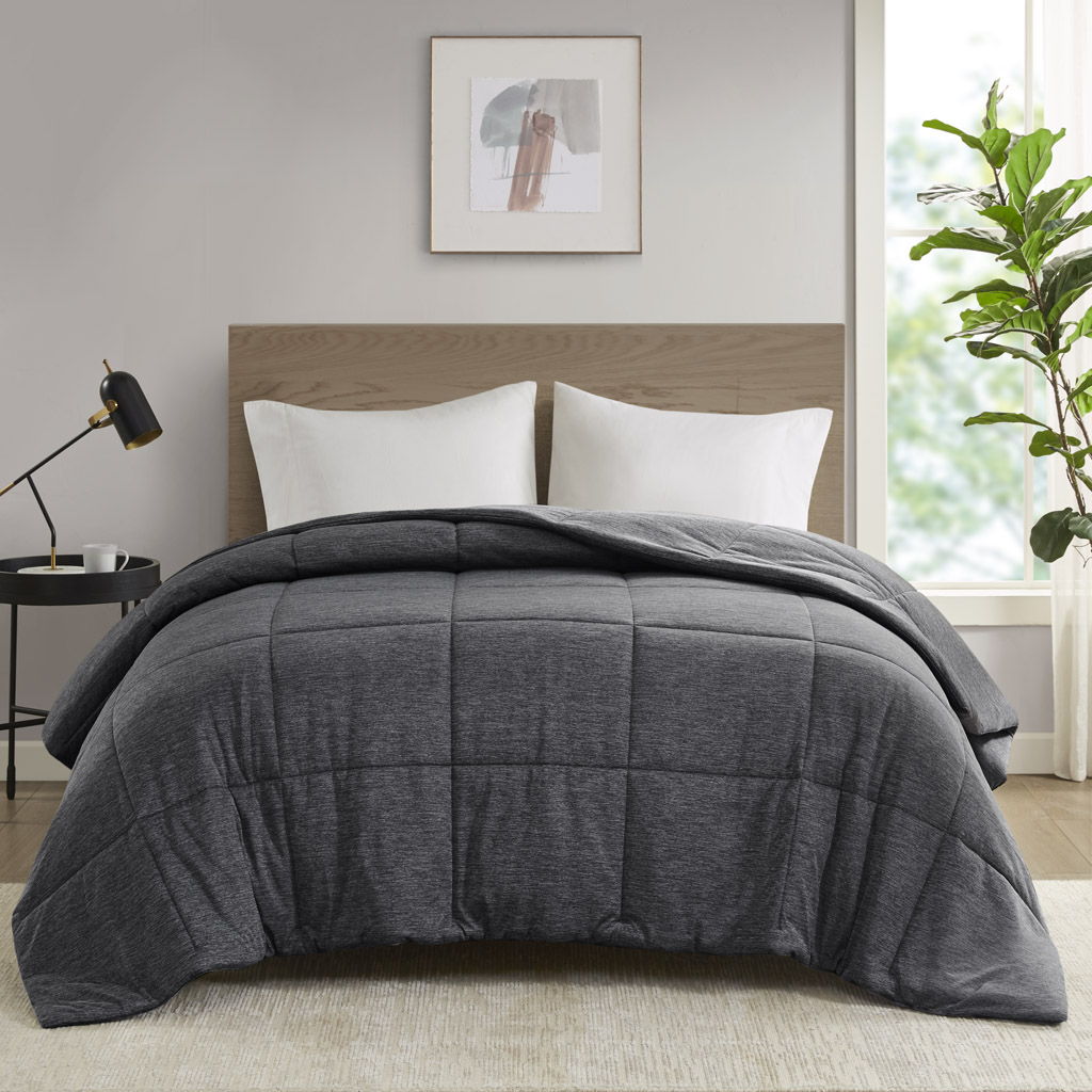 Comfort Cool Jersey Knit - Oversized Down Alternative King Comforter - Black