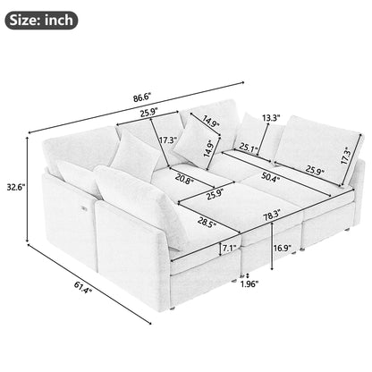 Sectional Sofa Modular U-Shaped With Ottoman & USB Ports Hearth and Haven