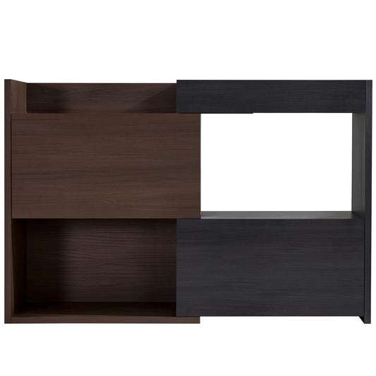 Modern Extendable & Rotating Cabinet With Drawer And Flip Doors For Versatile Storage - Black / Dark Walnut Hearth and Haven