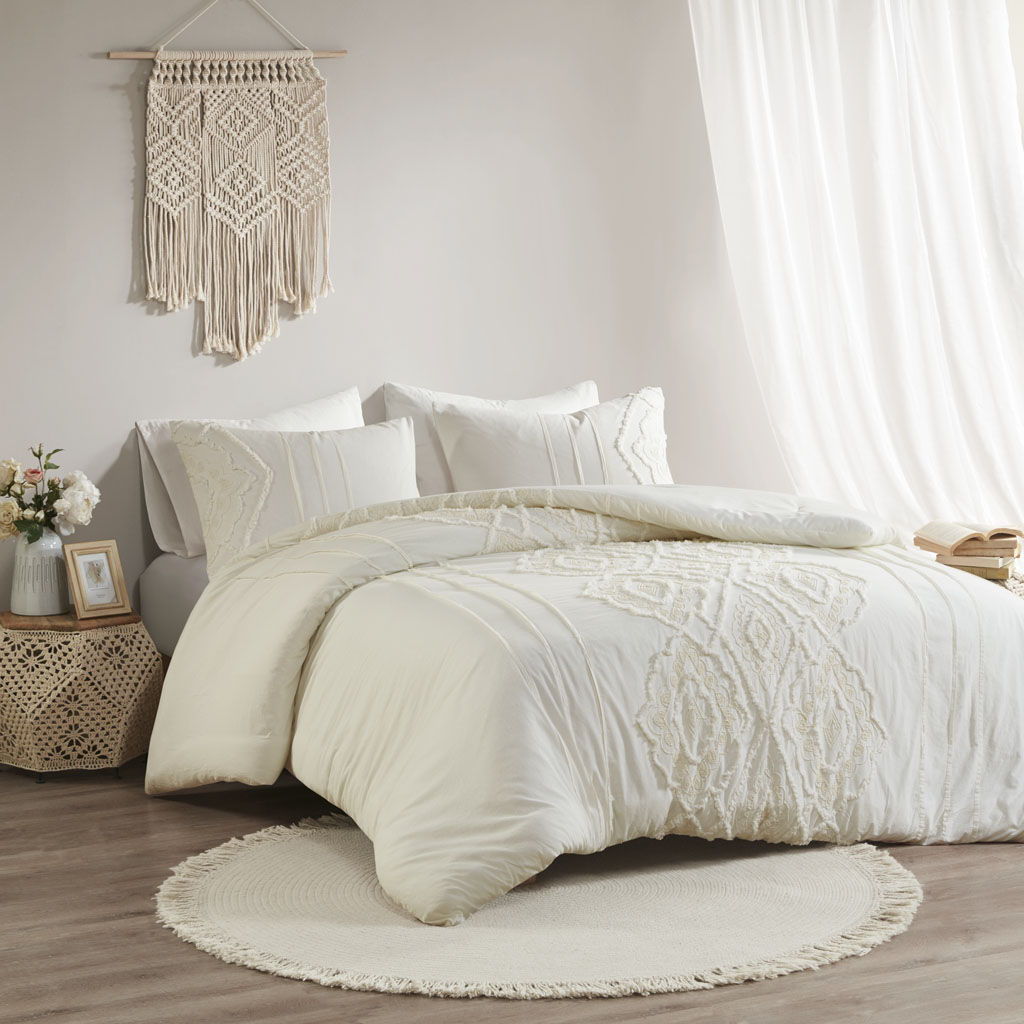 Margot - 3 Piece Comforter Set - White