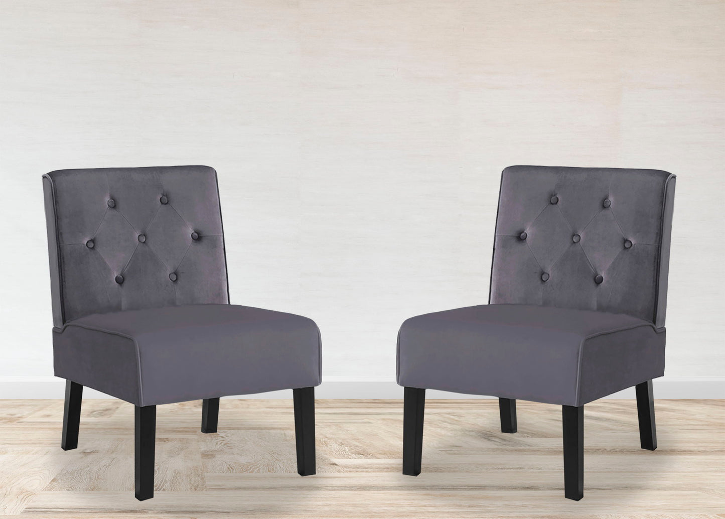 Reese - Living Room Armless Button Tufted Pattern Accent Chair (Set of 2) US Pride