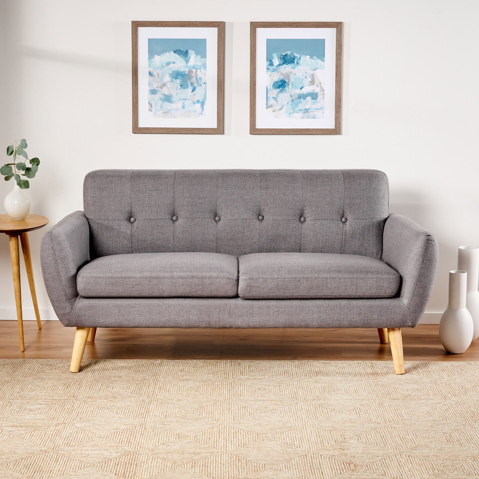 Modern Loveseat Sofa With Button Tufted Backrest Noble House