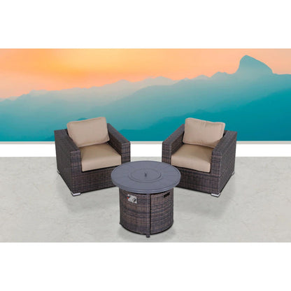 Rattan Patio Set With Comfortable Cushions And Fire Pit LSI Patio Furniture