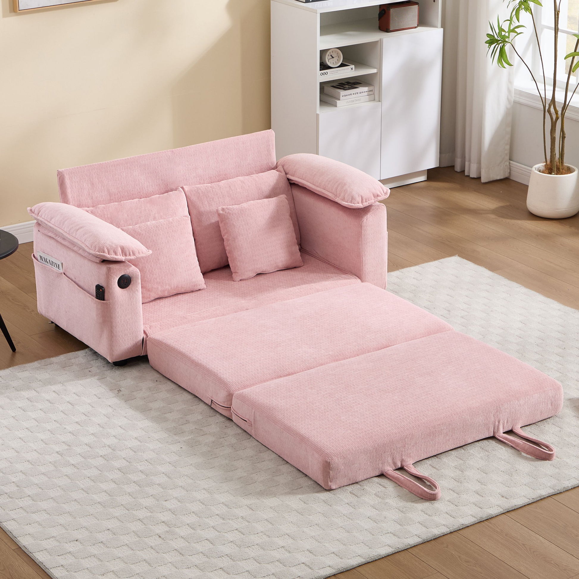 Upholstered Futon Convertible Floor Sofa Bed Home Essentials