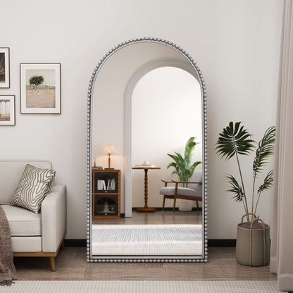 Arch Retro Full Length Mirror With Supporting Feet - Silver Home Essentials