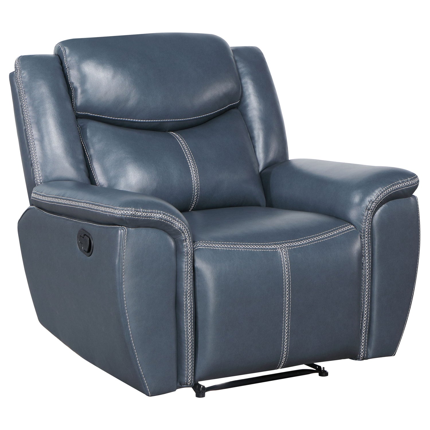 Brier - Upholstered Padded Arm Recliner Chair With Manual Recline And Pillowtop Arms - Blue Furniture Max