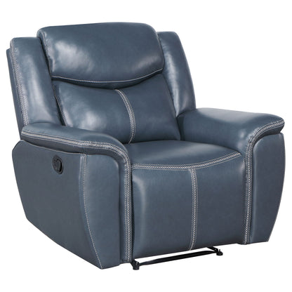 Brier - Upholstered Padded Arm Recliner Chair With Manual Recline And Pillowtop Arms - Blue Furniture Max