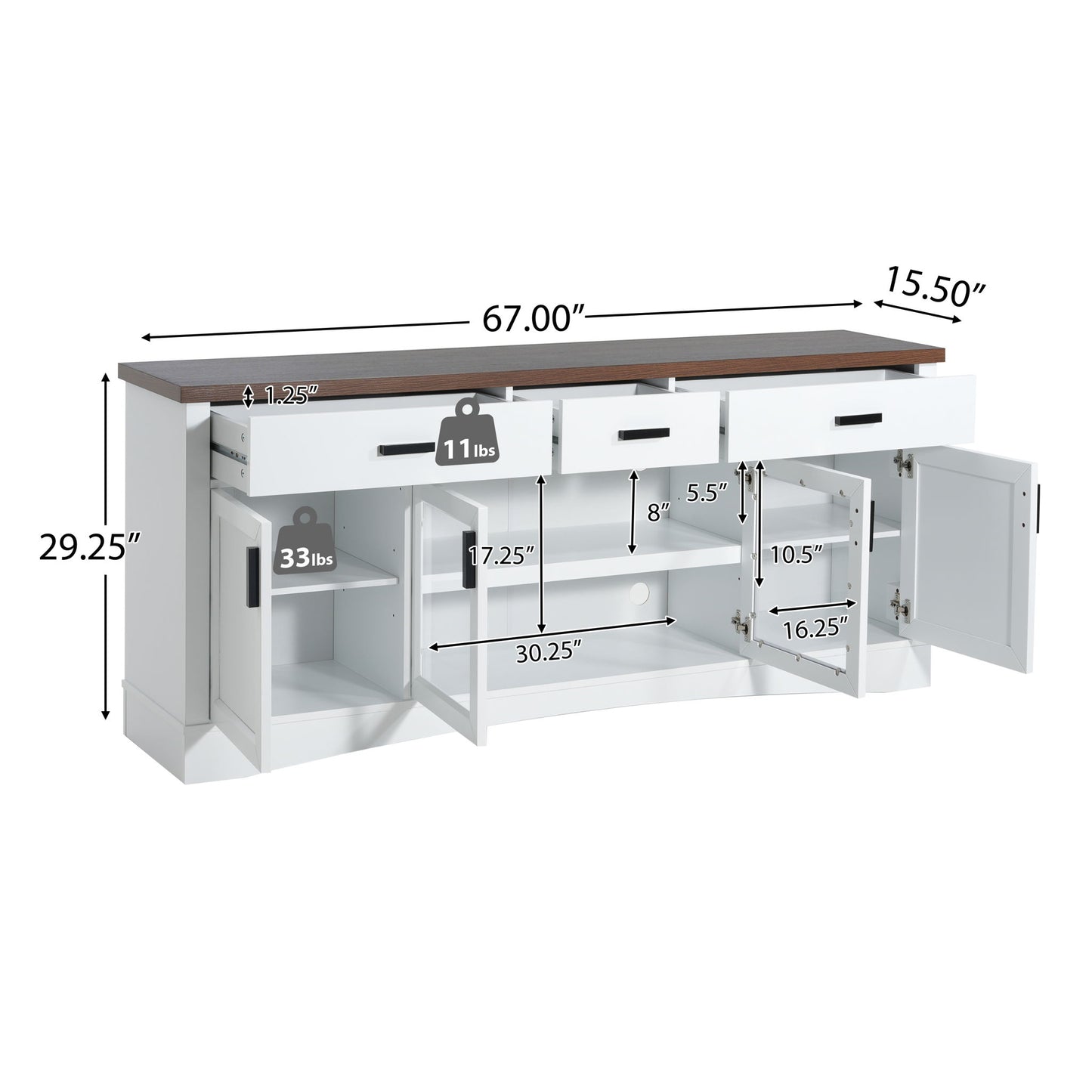 TV Console Stand, Glass Doors & Storage Drawers, Adjustable Shelves Noble House