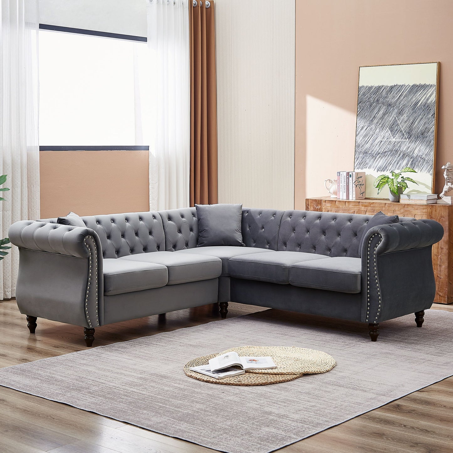 Streamline Modern L-Shaped Corner Sofa Home Essentials