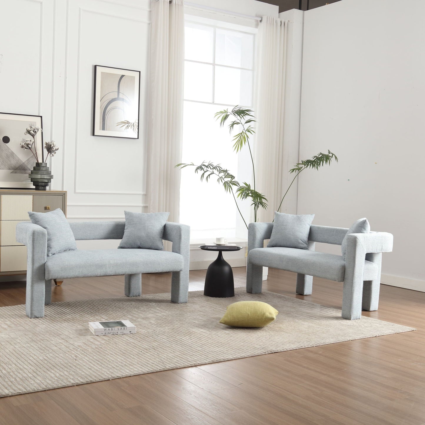 Modern Chenille Loveseat Sofa, Comfy Upholstered 2 Seater Home Essentials