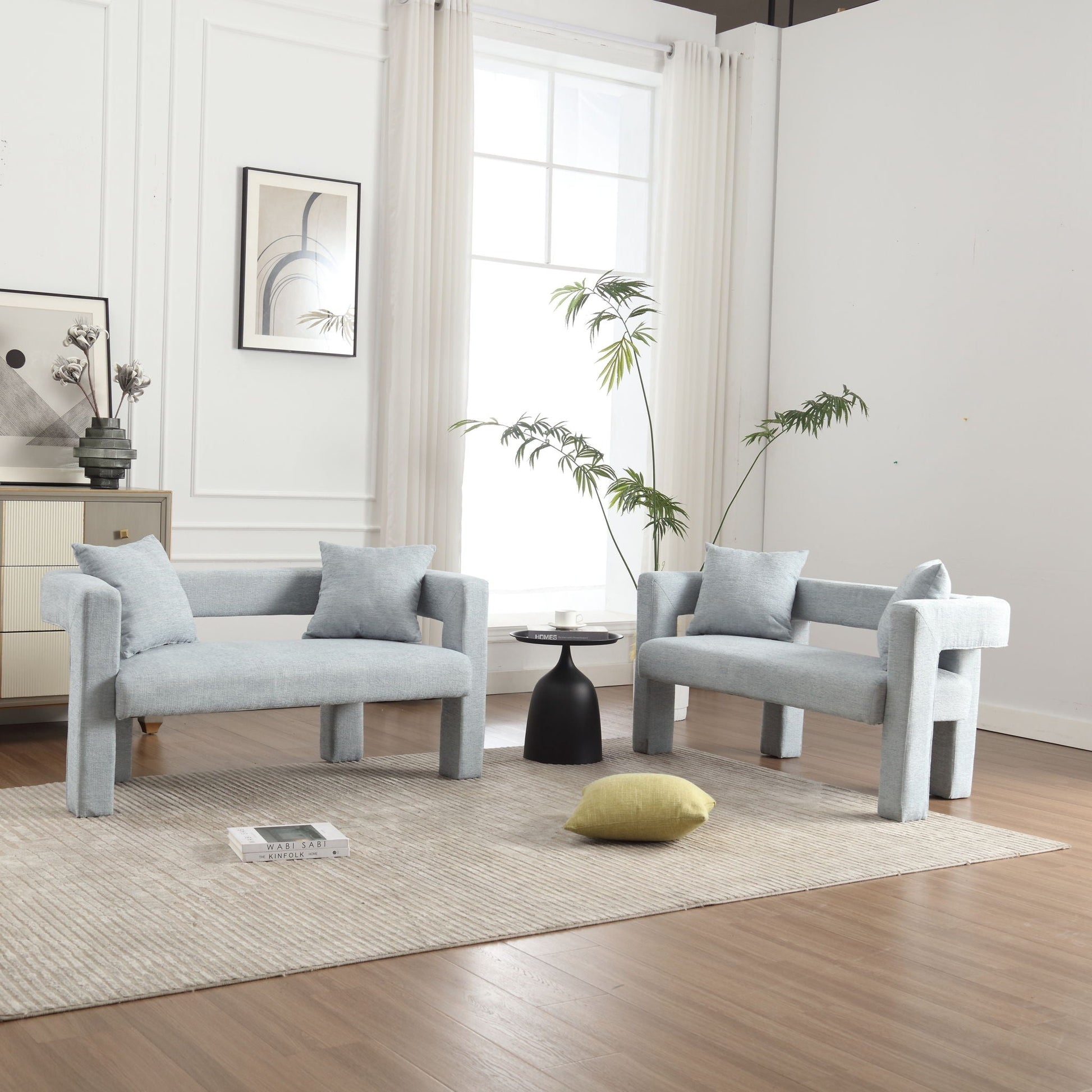 Modern Chenille Loveseat Sofa, Comfy Upholstered 2 Seater Home Essentials