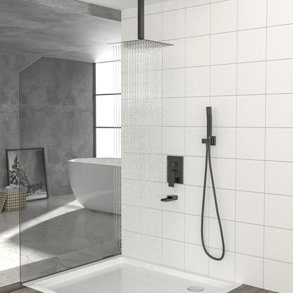16" Ceiling Mount Square Shower System With Waterfall Tub Spout And Rough In Valve Daily Nest