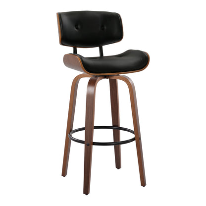 Lombardi - Mid-Century Modern Fixed Height Barstool With Swivel With Round Footrest (Set of 2) Lumi Source