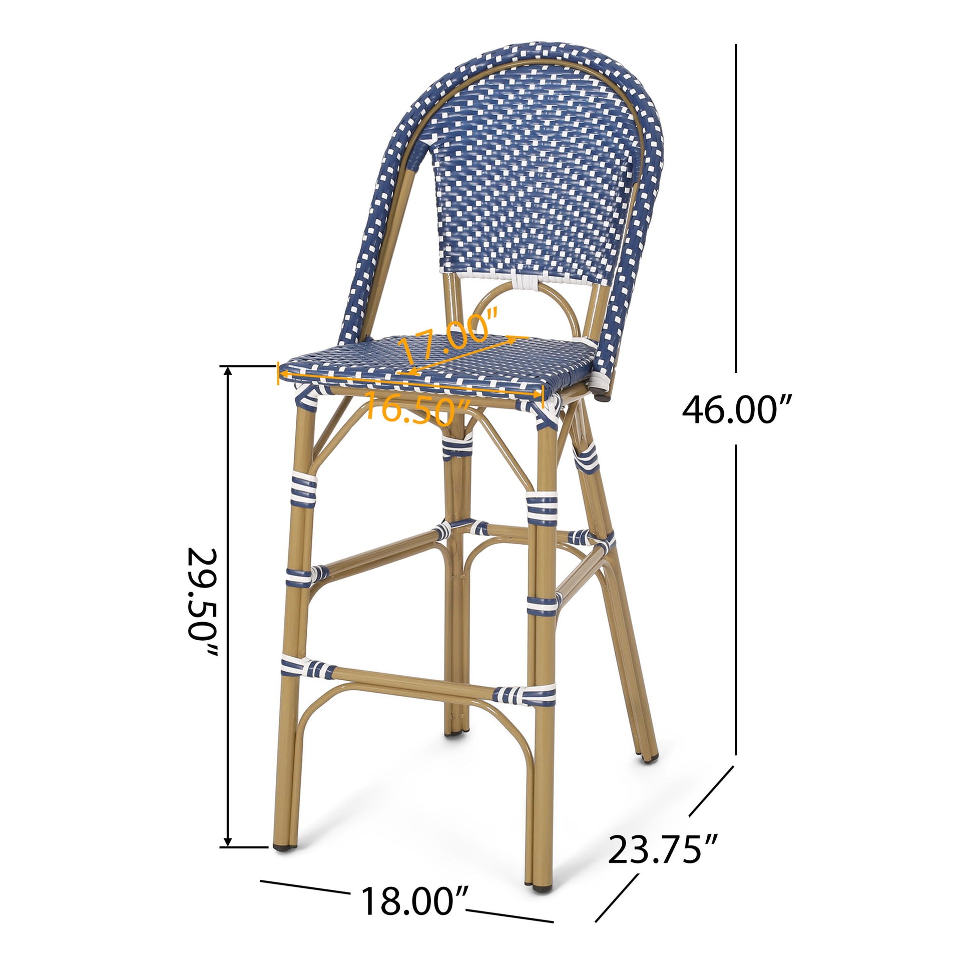 Outdoor Pe Rattan French Barstool Set Noble House