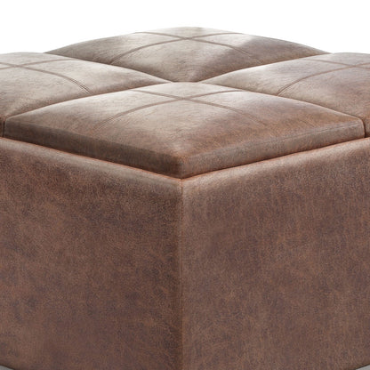 Avalon - Square Coffee Table, Storage Ottoman Simpli-Home