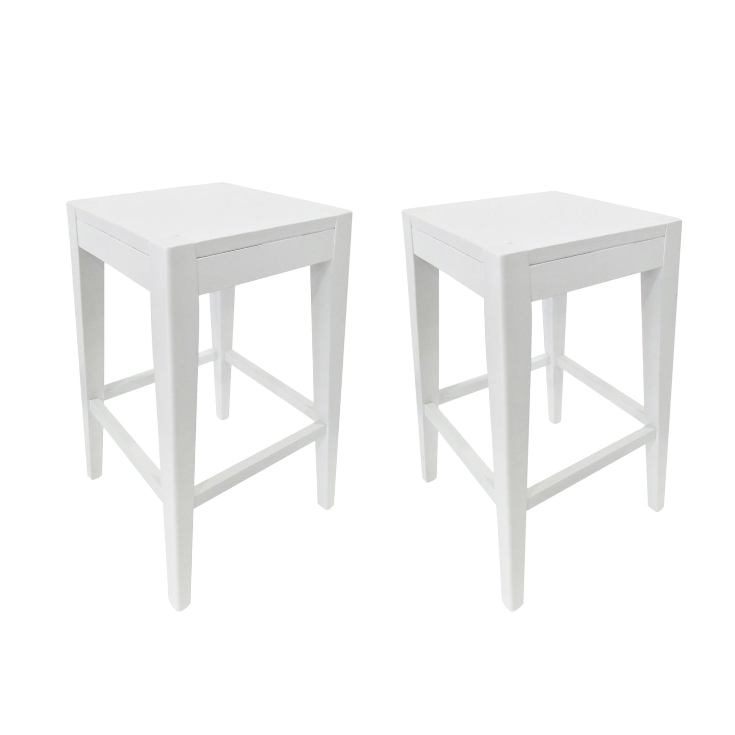 Counter Barstool (Set of 2), Rubber Wood - White Noble House