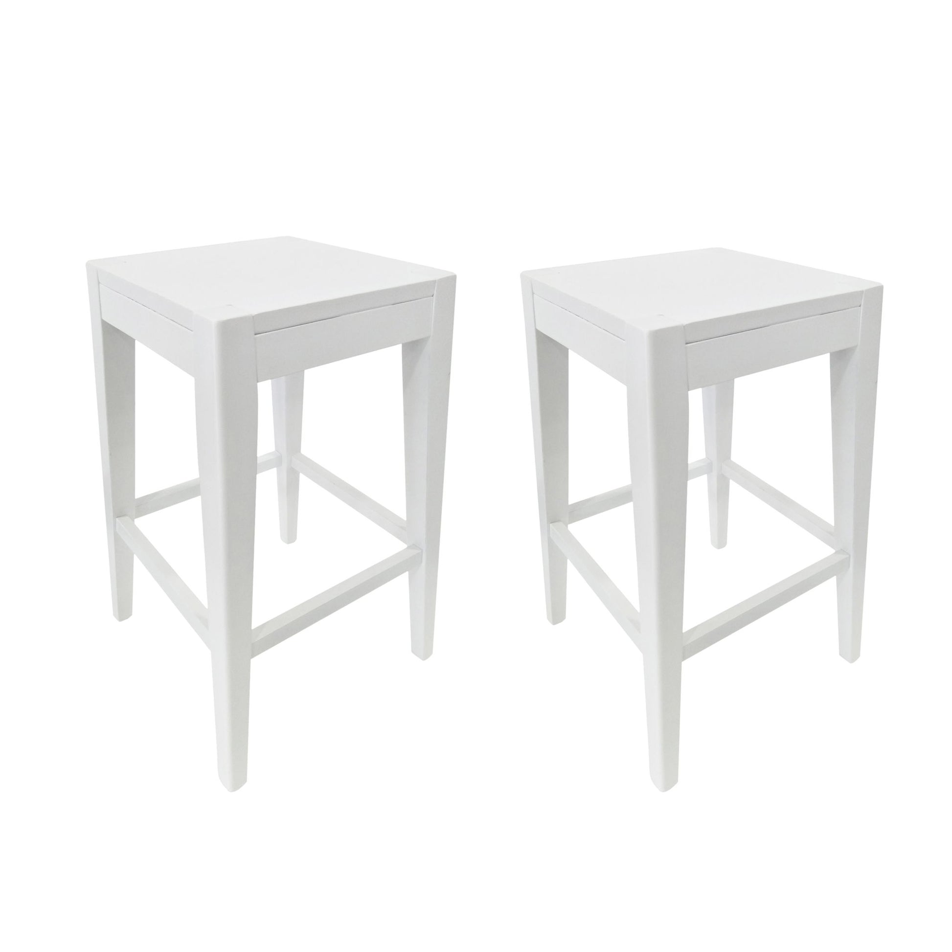 Counter Barstool (Set of 2), Rubber Wood - White Noble House