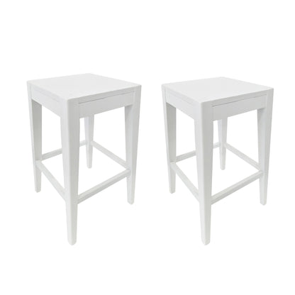 Counter Barstool (Set of 2), Rubber Wood - White Noble House