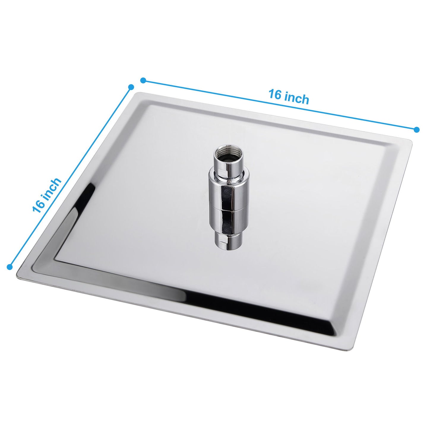 16" Square Rainfall Shower Head Fixed Wall Mount With Full Body Coverage & Self Cleaning Silicone Nozzles Daily Nest