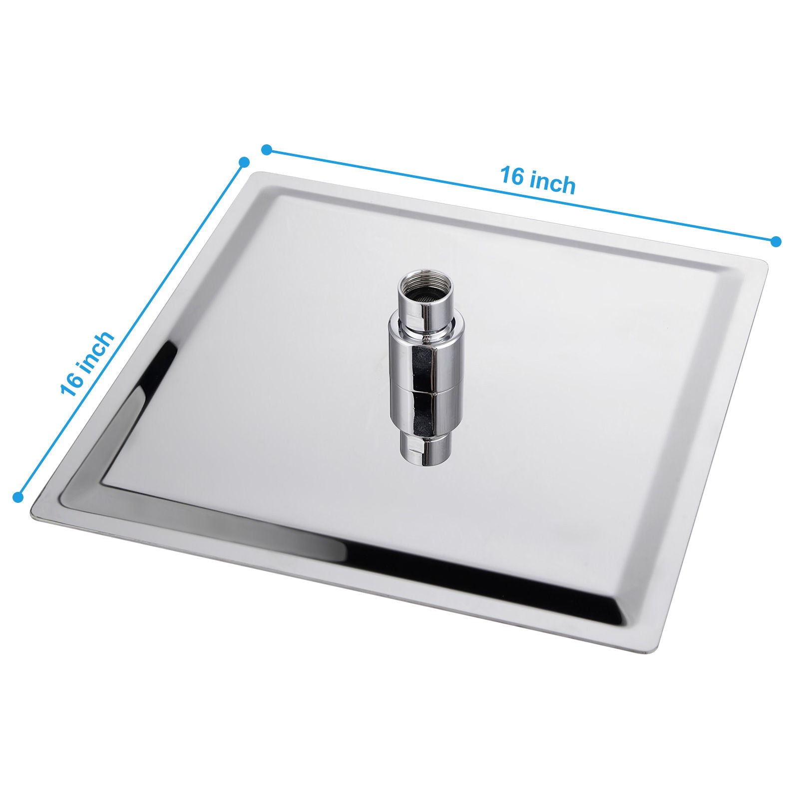 16" Square Rainfall Shower Head Fixed Wall Mount With Full Body Coverage & Self Cleaning Silicone Nozzles Daily Nest