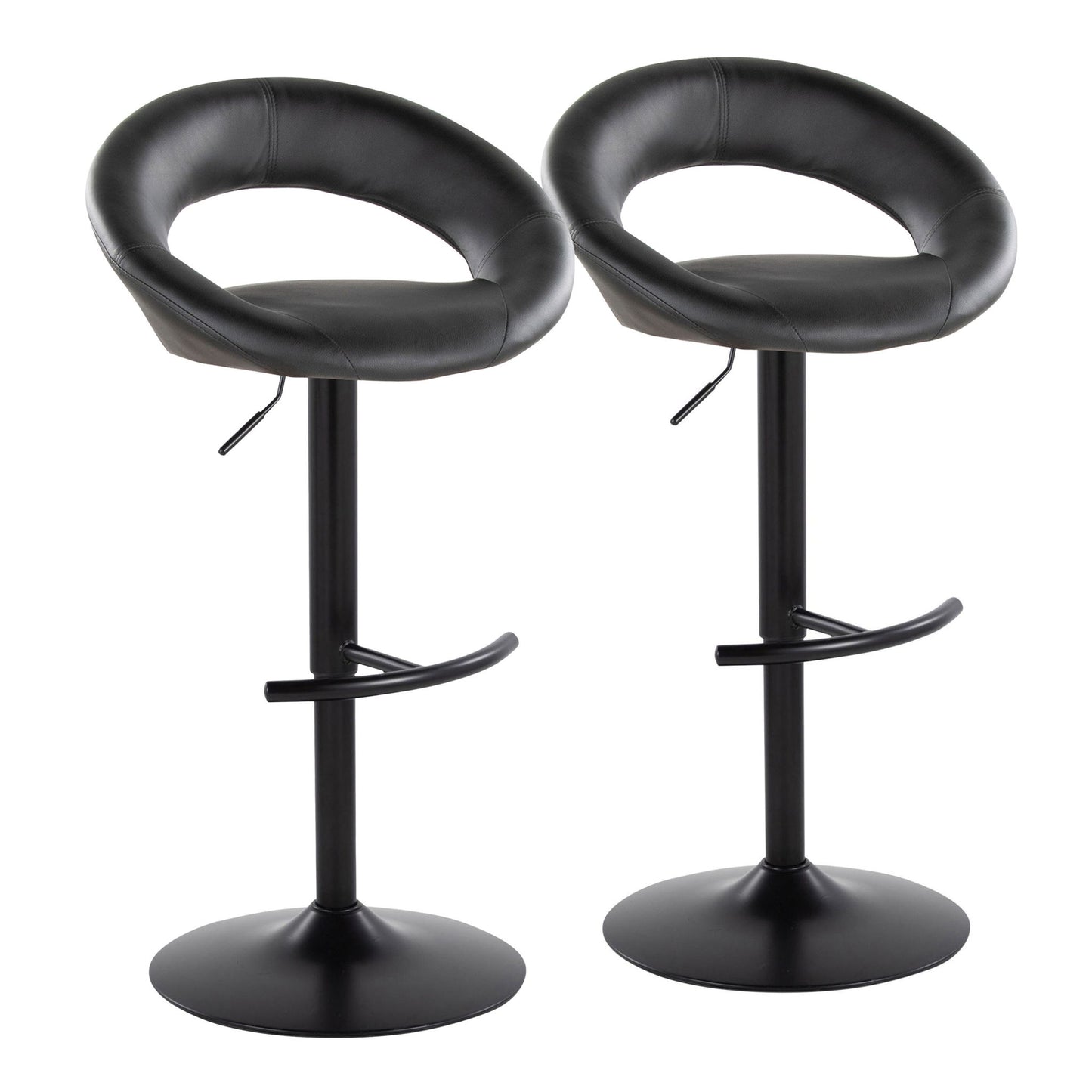 Posh - Contemporary Adjustable Barstool With Swivel & Rounded T Footrest (Set of 2) Lumi Source