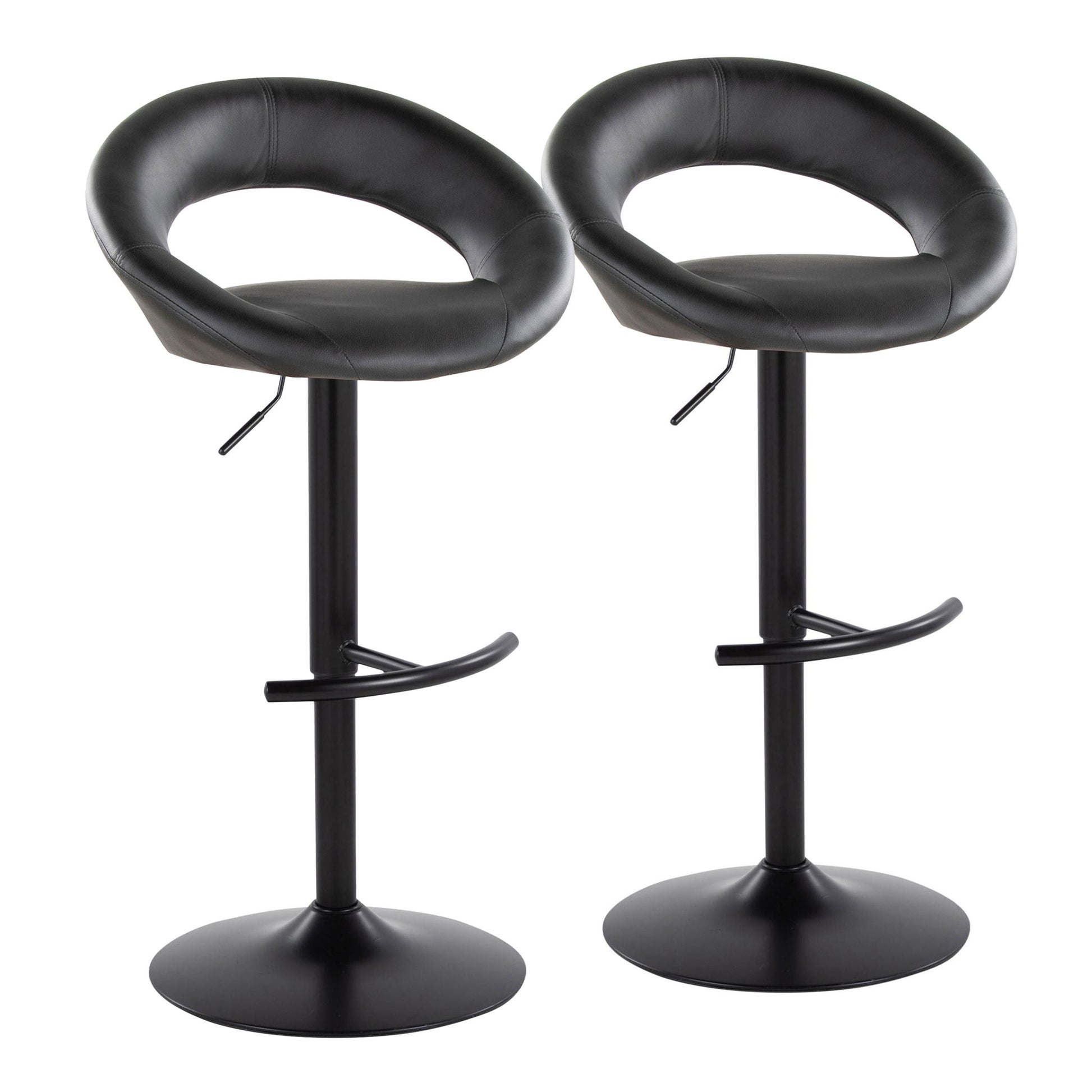 Posh - Contemporary Adjustable Barstool With Swivel & Rounded T Footrest (Set of 2) Lumi Source