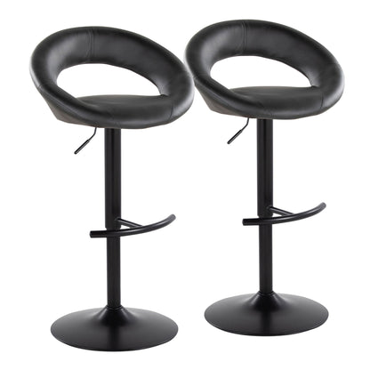 Posh - Contemporary Adjustable Barstool With Swivel & Rounded T Footrest (Set of 2) Lumi Source