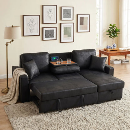 Upholstered Sectional With Pull-Out Bed And Chaise Storage Home Essentials