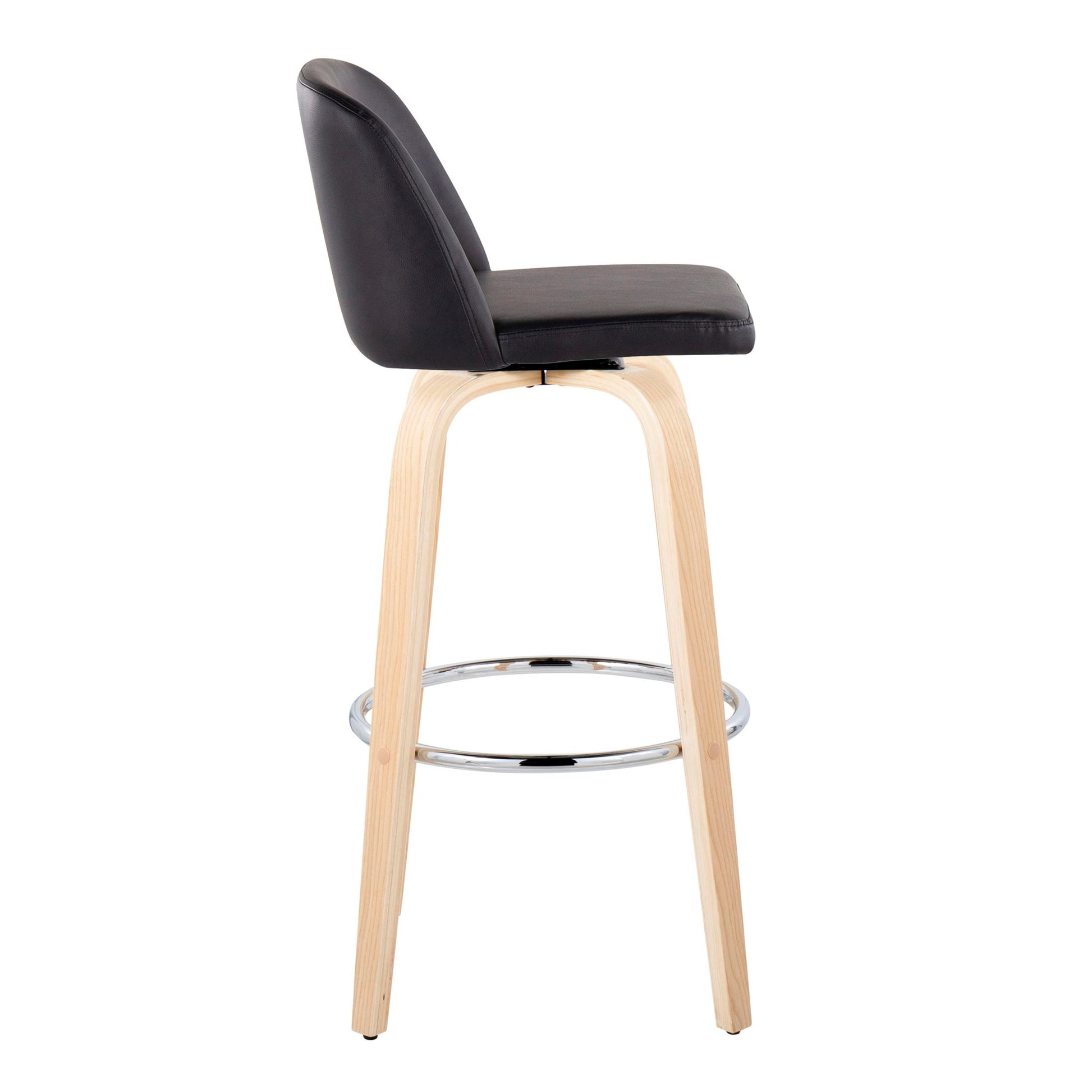 Toriano - Contemporary Fixed Height Barstool & Swivel With Round Footrest (Set of 2) Lumi Source