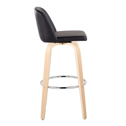 Toriano - Contemporary Fixed Height Barstool & Swivel With Round Footrest (Set of 2) Lumi Source