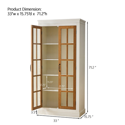 Rustic Style Display Cabinet With Glass Doors For Collectibles Hearth and Haven
