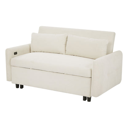 Pull-Out 2 Seat Modern Sleeper Sofa With 2 Throw Pillows And USB Ports Hearth and Haven
