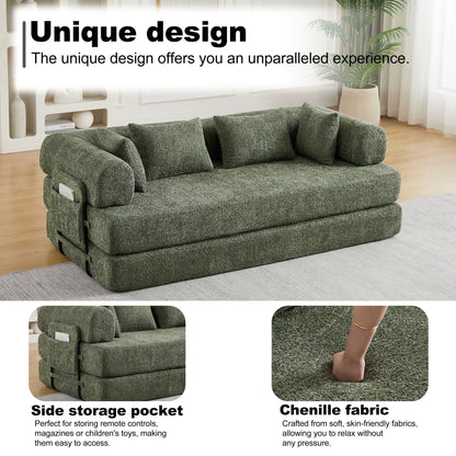 Convertible Sleeper Sofa Bed With Cylindrical Pillow Home Essentials
