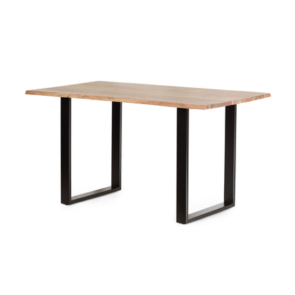 Dining Table With Top And Iron Frame - Natural / Black Noble House