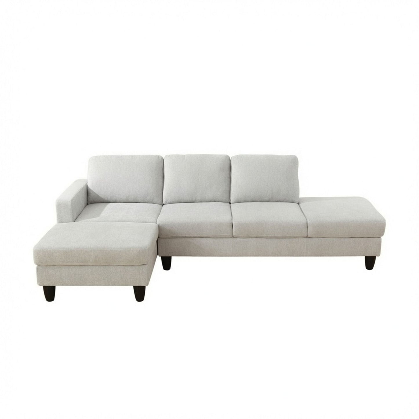 2 Piece L - Shaped Left Chaise Sectional Sofa With Ottoman, Living Room Furniture - White / Gray Home Essentials