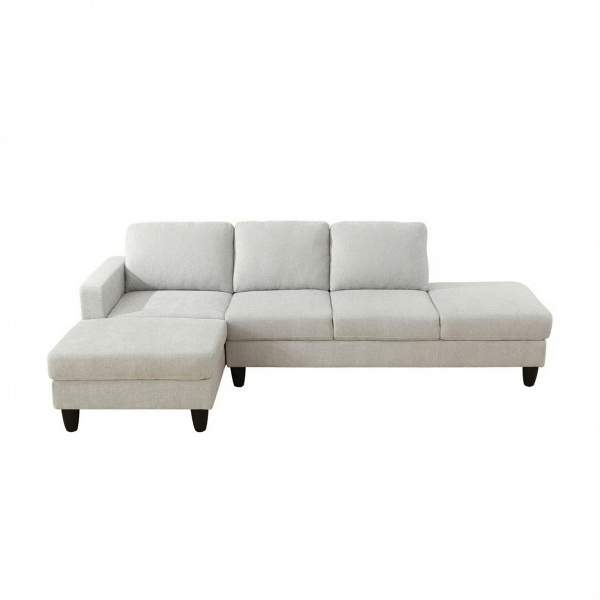 2 Piece L - Shaped Left Chaise Sectional Sofa With Ottoman, Living Room Furniture - White / Gray Home Essentials
