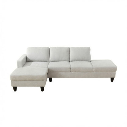 2 Piece L - Shaped Left Chaise Sectional Sofa With Ottoman, Living Room Furniture - White / Gray Home Essentials