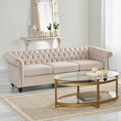 Chesterfield Style 3 Seater Sofa With Deep Button Tufting Noble House