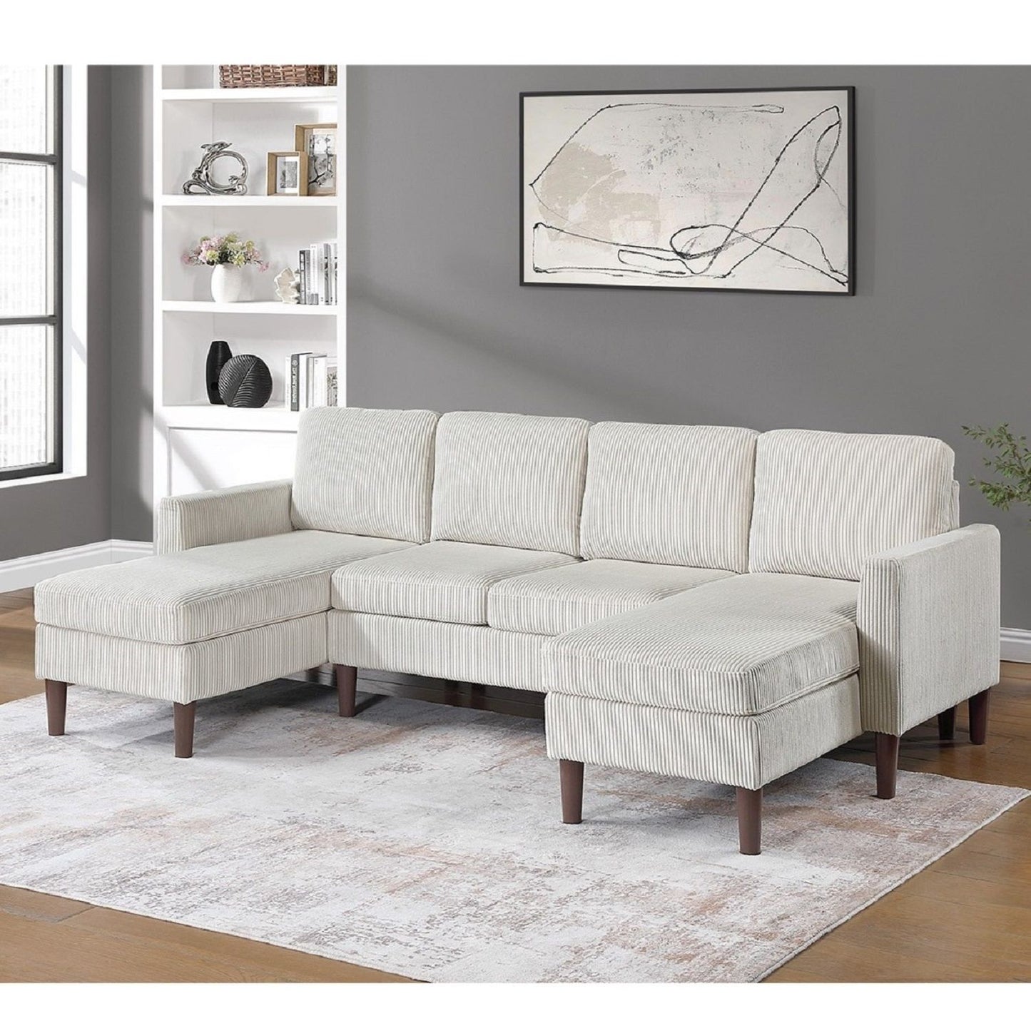 Sectional Set With Dual Chaises And Square Arms Home Essentials