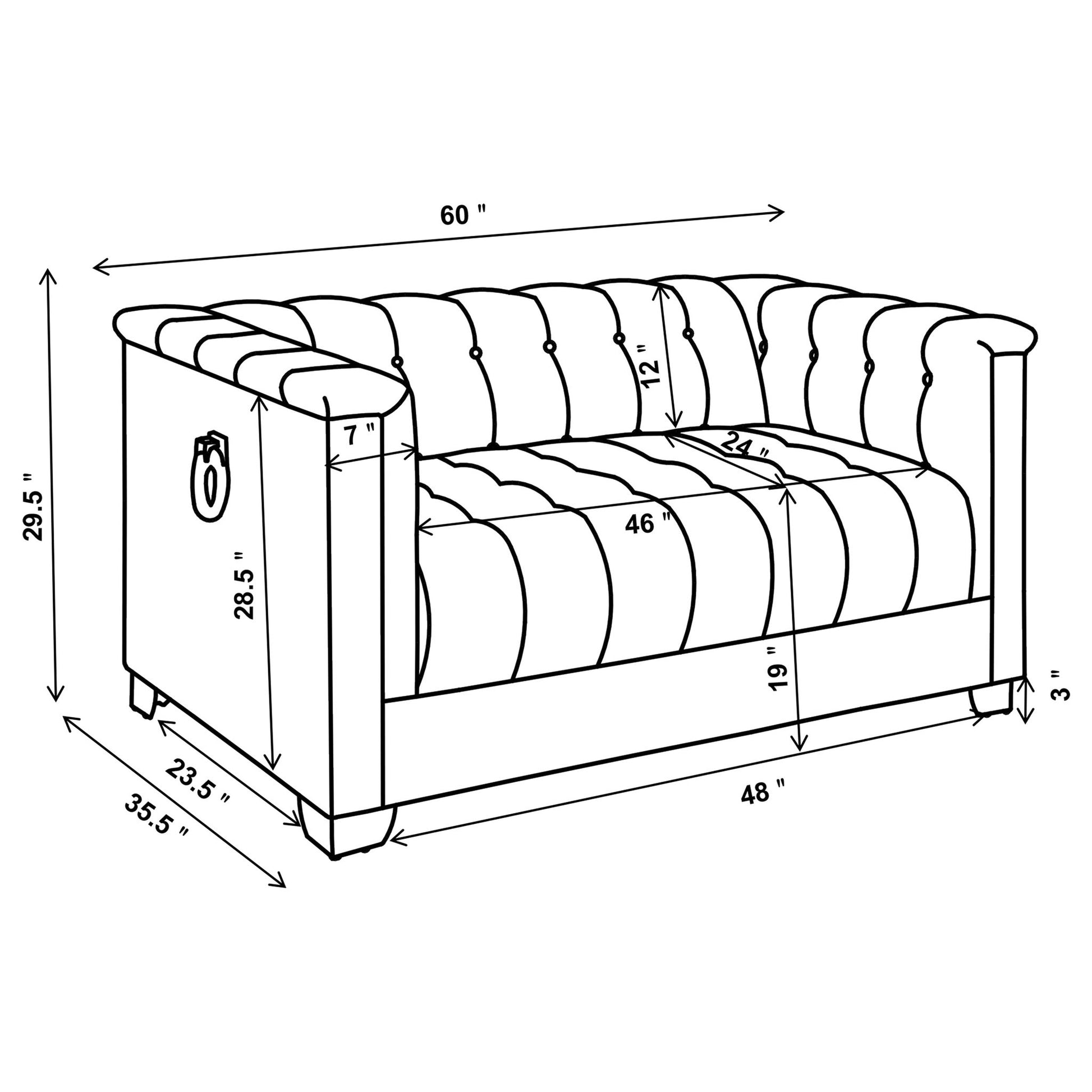 Earline - Upholstered Track Arm Loveseat - White Furniture Max