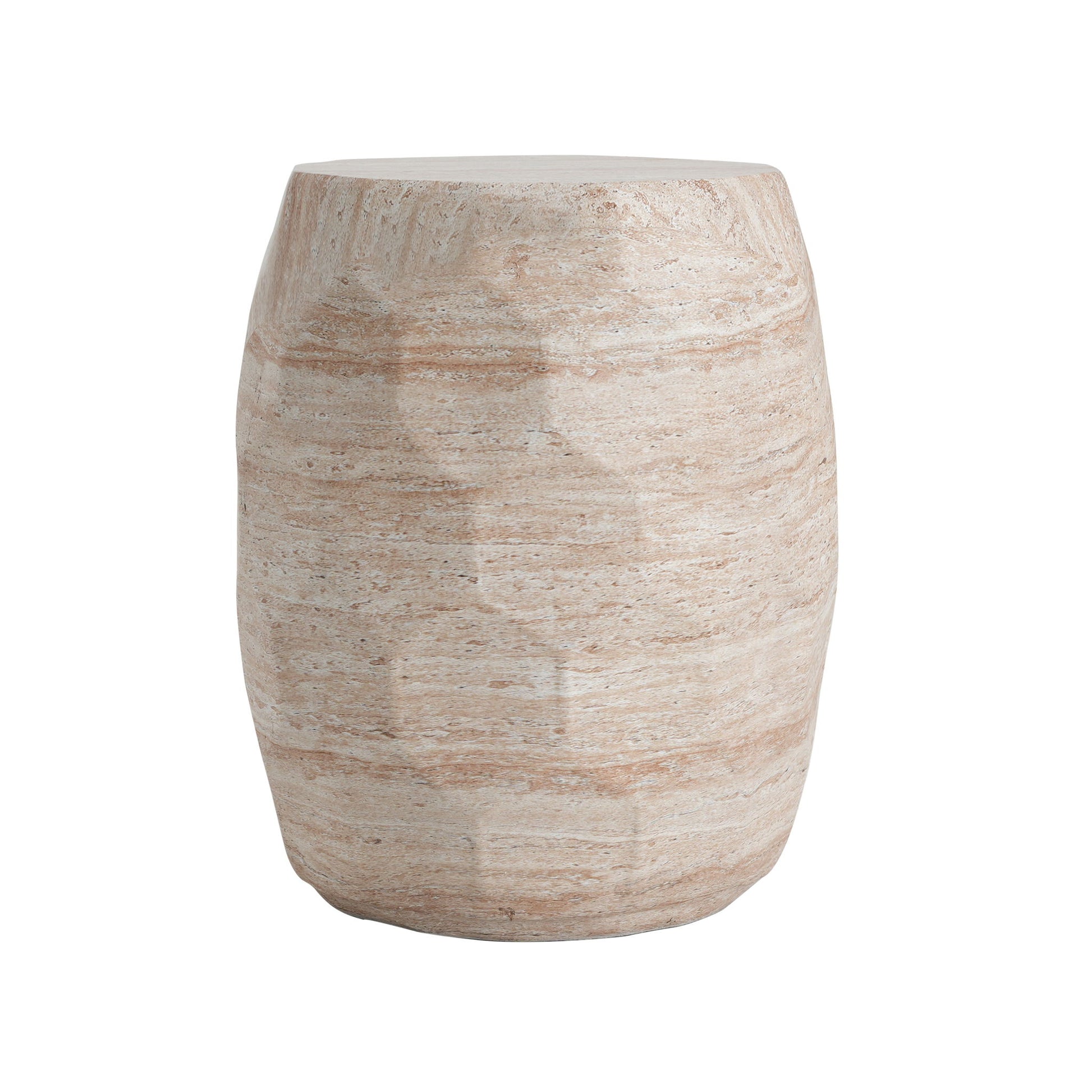 Travertine Lightweight Concrete Side Table For Indoor / Outdoor Use - Beige Noble House