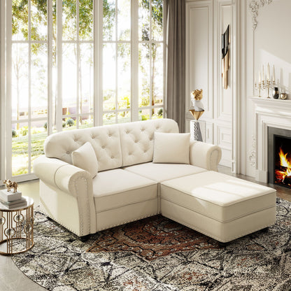 Upholstered Sofa Set With Nailhead Trim And Rolled Armrests, Includes Pillows Home Essentials